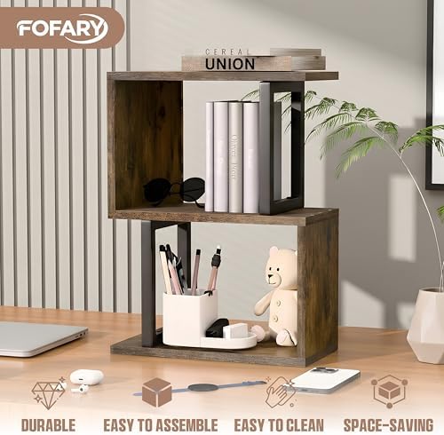 Desk Organizer & Desk Hutch Shelf, Wood, Rustic Brown