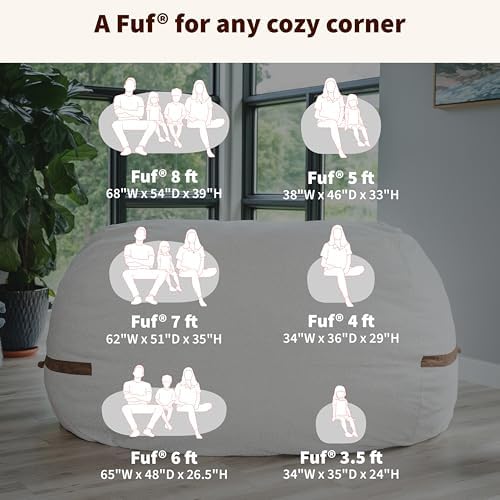 Big Joe Fuf 4Ft Foam Bean Bag Chair with Removable Cover for Kids, Teens, Deep Sea Velveteen, Durable Woven Polyester, 4 Foot Large Reading and Gaming Seat
