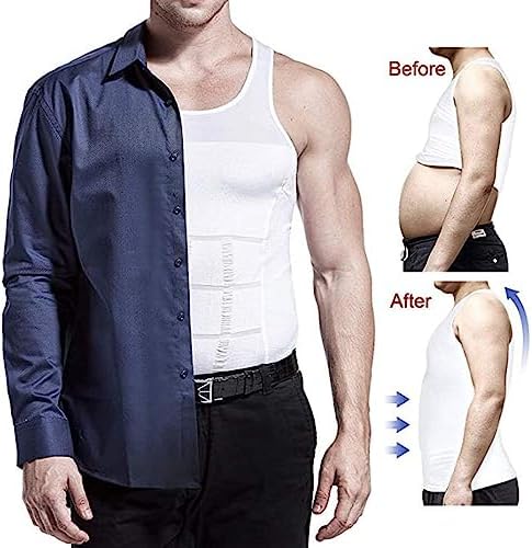Frogwill Mens Posture Correction/Support/Pain Relief Slimming Body Vest Shirt (XXL, White-New)