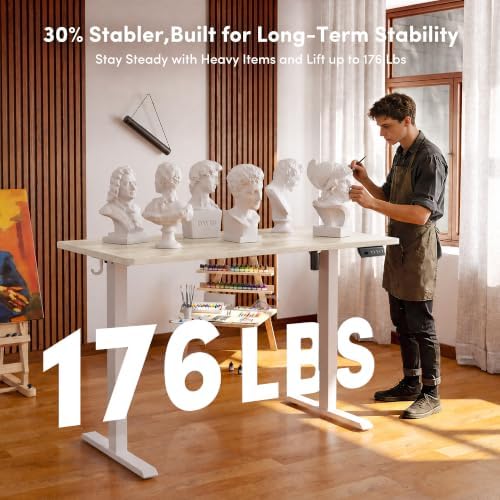 CubiCubi 55 x 28 One-Piece Electric Adjustable Standing Desk, Light Walnut