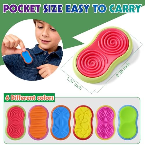 Sensory Fidget Magnet Toys for Kids & Adults, 6 Pack Silicone Magnetic Sliders Stress Relief Anxiety for ADHD Autism, Adults Office Desk/Travel/Classroom Toys ﻿for Focus, Stocking Stuffers Gifts