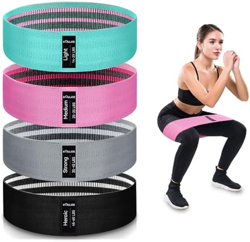 Exercise Bands, 3 Levels Fabric Resistance Bands for Working Out, Workout Bands Resistance for Women & Men, Multi-Colored Fabric Booty Bands for Leg Strength Training, Rehab, Yoga