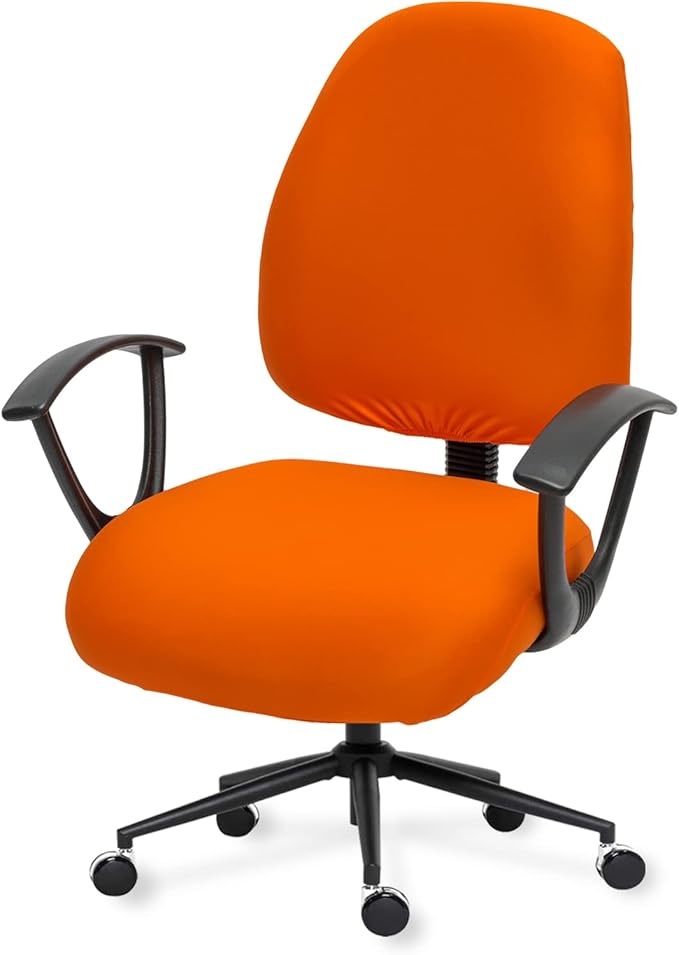 DIVA EN CAMINO DEC Stretchable Desk Office Chair Seat Covers - Universal Stretch Computer Chair Slipcover - Washable Rotating Backrest Coverings & Cushion Protectors for Dogs, Cats, Pets, Orange