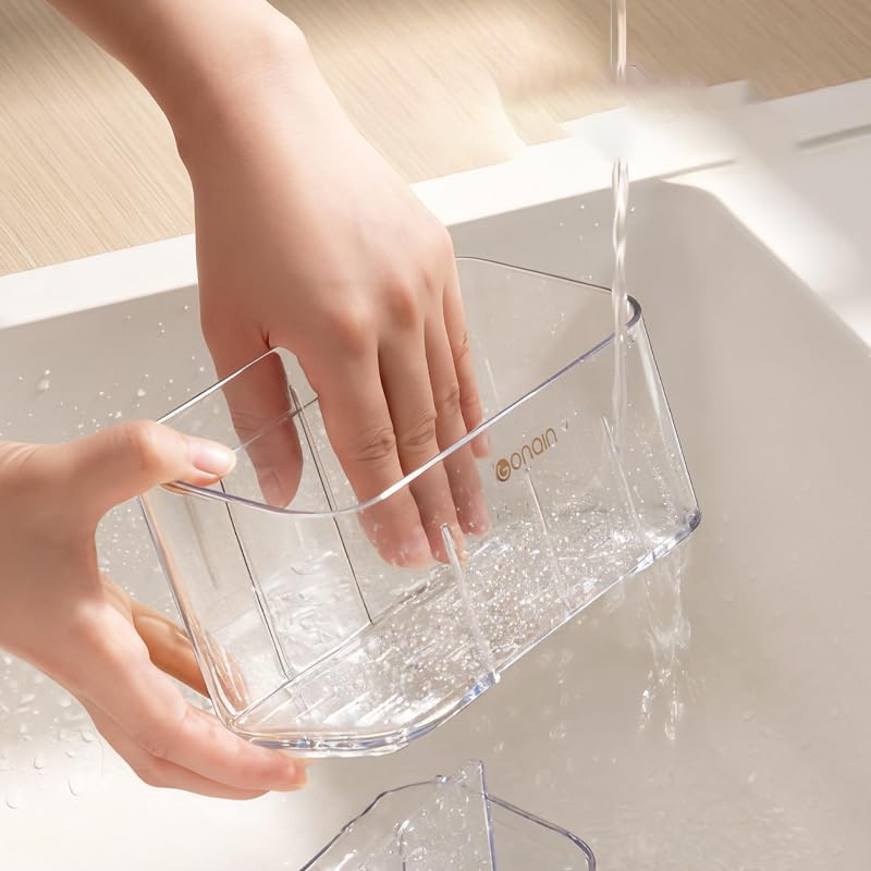 Toothbrush Holder for Bathroom Wall Mounted, 5 Slots Acrylic Toothbrush and Toothpaste Organizer Removable Dividers, Large Capacity Electric Toothbrush Holder for Family Bathroom Accessories, Clear