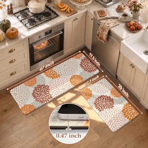 KIMODE Kitchen Mats for Floor Cushioned Anti Fatigue 2PCS Fall Kitchen Rugs