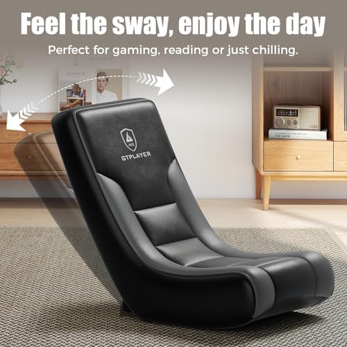 GTPLAYER Floor Rocking Gaming Chair – Floor Rolling Game Chairs with Angle Limiter, Gamer Rocker Floor Seat, Compact & Lightweight, Black(Large)