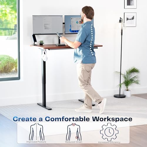 VIVO Dark Walnut 48 x 30 in Standing Desk, DESK-KIT-1B5D