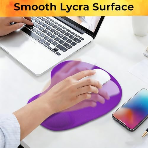 Mouse Pad with Wrist Support, 2-Pack Ergonomic Mousepad with Wrist Rest, Gaming Mouse Pad with Non-Slip PU Base, Relieve Pain Relief, for Home Office Computer Laptop, Purple