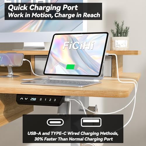 FiCiHi 63x30Inch Standing Desk with Drawers,Electric Height Adjustable Desk