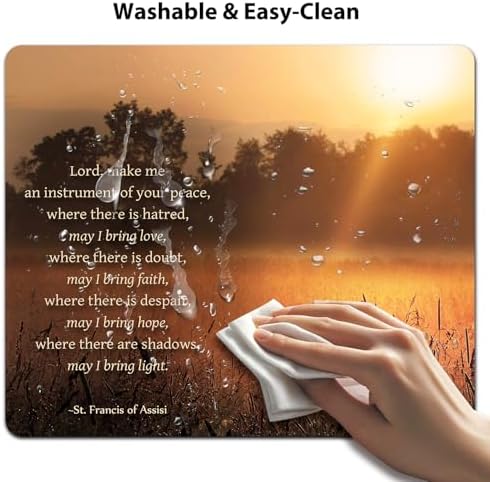 9.5x7.9 Inch Office/Gaming Mouse Pad, St. Francis of Assisi’s Prayer for Peace, Christian Bible Verse Scripture Inspirational Quote Cute Anti-Slip Mat for Desk