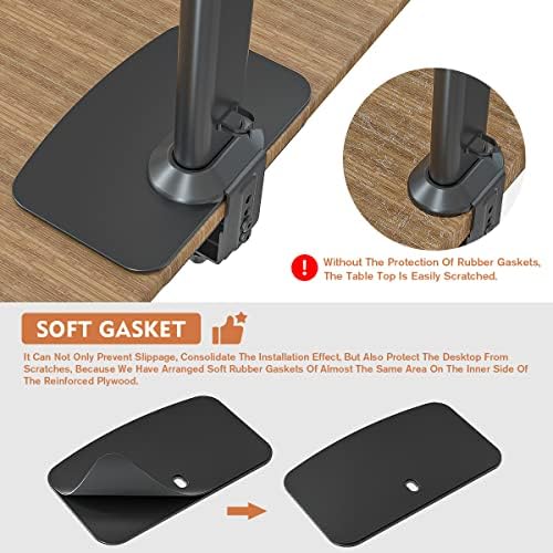 Hemudu Monitor Mount Reinforcement Plate for Thin, Glass and Other Fragile Tabletop, Universal Steel Bracket Plate Fits Most Monitor Stand C Clamp Installation HD05B-001