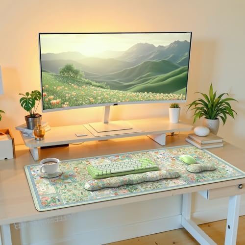 iLeadon Mouse Pad and Keyboard Wrist Rest, Large Computer Desk Mat Set