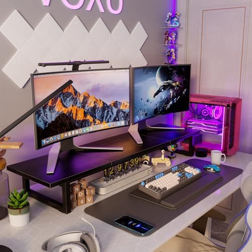Simple Trending 38" Dual Monitor Stand Riser, Desk Organizer, Black