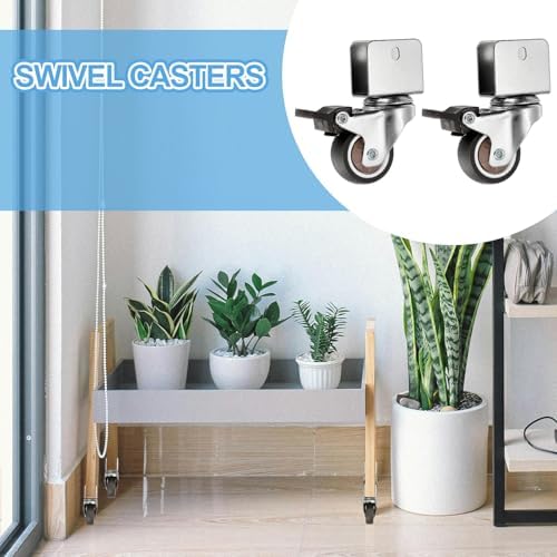 PATIKIL 1.5 Inch Caster Wheels, 4 Pcs Swivel Casters with Break 0.8" U Bracket Opening 55 Lb Capacity Per Caster for Furniture Office Chairs Carts and Cabinets, Brown