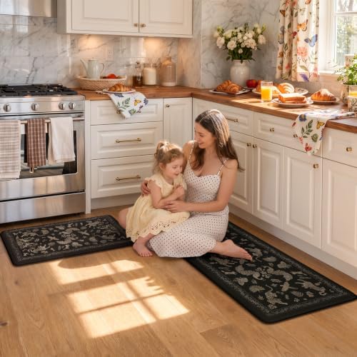 LEEVAN Anti Fatigue Kitchen Mats for Floor, Cushioned Kitchen Mat Set 2PCS