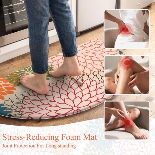 KIMODE Half Circle Kitchen Mats for Floor Cushioned Anti Fatigue Semi Round