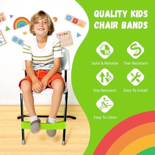 25 Pack Chair Bands for Kids with Fidgety Feet, ADHD Tools for Kids, Improve Focus & Reduce Restlessness, Chair Bands for Sensory ADHD ADD Autism - Classroom & Home Must Haves (Green)