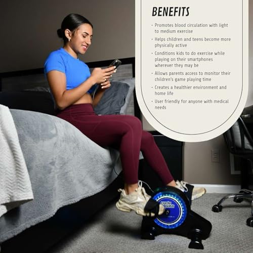 Interactive Stationary Exercise Bike for Kids & Adults – Motion Powered Fitness Device with 6 Games, Bluetooth App, Adjustable Resistance, USB Charging, Family Cardio Trainer