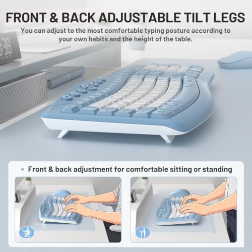 Wireless Keyboard and Mouse Combo Silent for Office,Ergonomic Curved Design