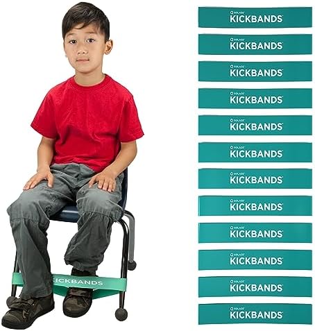 KICK BANDS Chair Bands for Kids with Fidgety Feet 12-Pack - ADHD Fidget Kickbands for Classroom Chairs & Desks - Solace Sensory Kickband (TEAL)