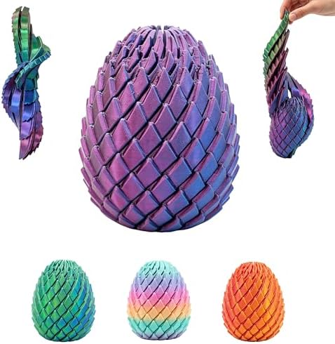 3D Printed Fidget Toy, Twisty Dragon Eggs, Spiral Slippery Egg Fidget Toy, Stress Relief Sensory Desk Toy for Adults and ADHD, Rotating Focus Anxiety Relief Pocket Toy (BluePurple)