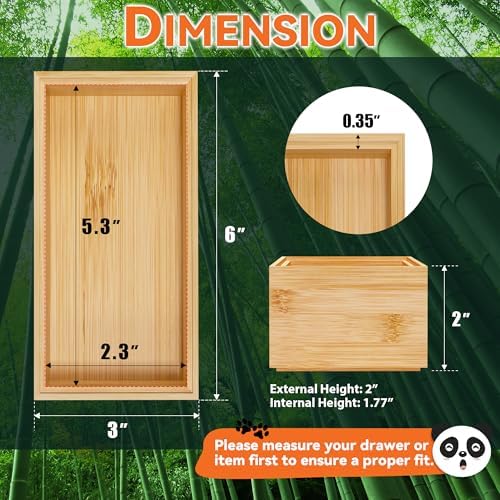 Lixple Bamboo Kitchen Drawer Organizer, 2 Pack, 6" x 3" x 2"
