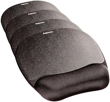 Fellowes Memory Foam Mouse Pad/Wrist Rest- Black (9176501),(Pack of 4)