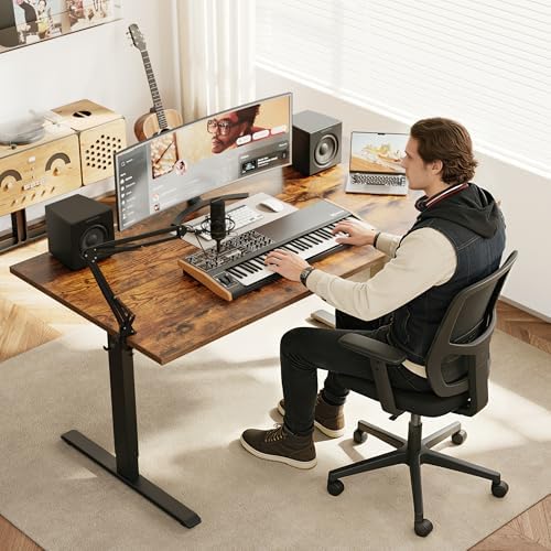 Agilestic 55*28 Inch Height Adjustable Electric Standing Desk, Rustic Brown