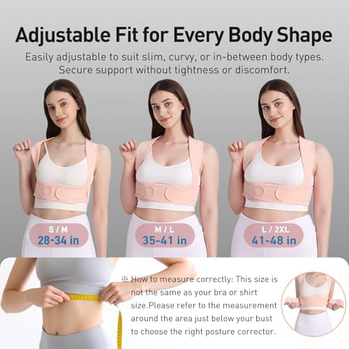 Posture Corrector for Women Back Brace Shoulder Straightener Pink, L/2XL