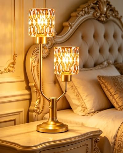 Mid Century Modern Table Lamp Dimmable Vintage Gold Glass Lamp Gift