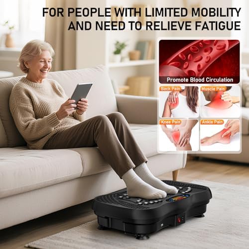 Vibration Plate Exercise Machine, 130 Levels Full Body Workout Vibrating Plate for Lymphatic Drainage Weight Loss, 450 Lbs Capacity Shake Platform with Bluetooth for Women Men