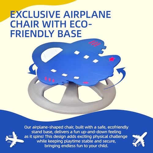 BABAMU Spinning Chair for Autistic Kids, Sensory Swivel Chair, 220LBS Weight Capacity, Autism Sensory Products, Autism Toys, Sensory Toy (Blue, AIEPLANE)
