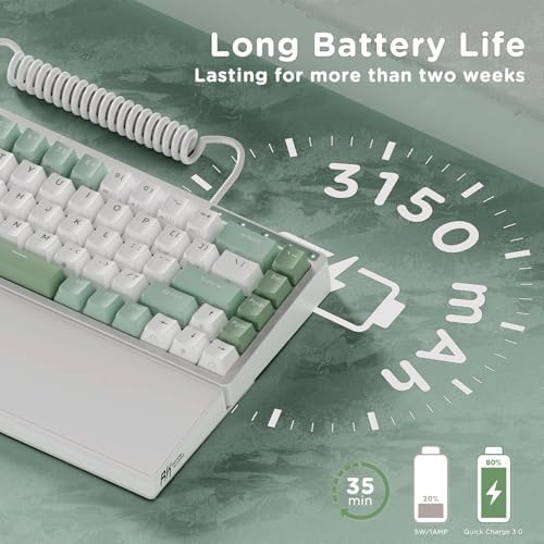 RK ROYAL KLUDGE S70 Ergonomic Split Keyboard, Linear Switch White