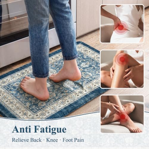 KIMODE Kitchen Mats Cushioned Anti Fatigue, Boho Oriental Kitchen Rugs Set
