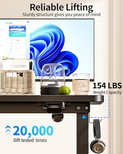 Okin Electric Standing Desk 31.5x19.7 Inches Small Computer Desk-Whole Piece Stand up Desk with Wheels Gaming Rolling Home Office Desks, Black