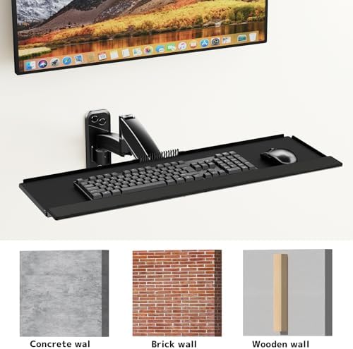Keyboard Tray Wall Mount,Sit-Stand 26 Inch Keyboard and Mouse Stand,Black