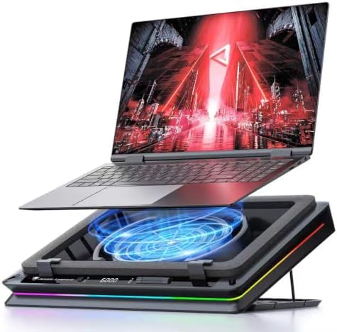 D16 RGB Gaming Laptop Cooling Pad for 15.6-19" Laptops, Adjustable Speed