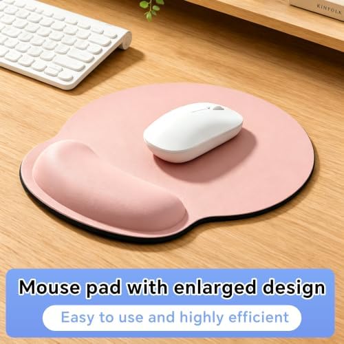 Ergonomic Mouse Pad with Wrist Rest, Lycra Surface, Pink