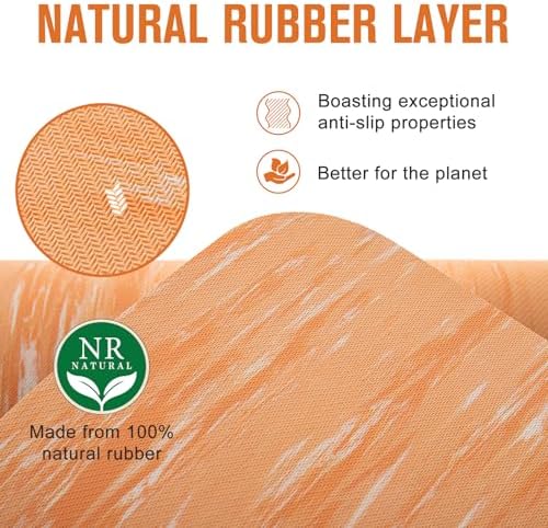 UMINEUX Extra Thick Yoga Mat, 2/5 Inch (10MM), Natural Rubber and TPE Non Slip Yoga Mats with Strap for Women Men, Eco Friendly Exercise Mat for Yoga, Pilates and Home Workout