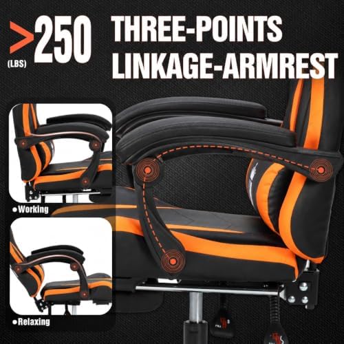 Gaming Chair with Footrest, Computer Chair with Adjustable Headrest