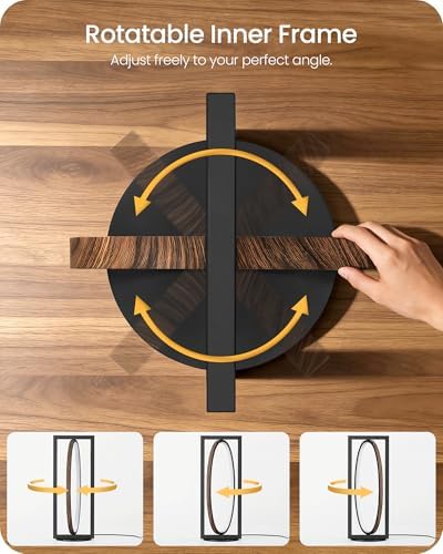 Modern LED Table Lamp, Dimmable Minimalist Bedside Lamp, 3 Color Temperatures, Angle Adjustable, Cute Desk Lamp, Nightstand Lamp for Living Room, Bedroom, Office, Black and Walnut K62TL05