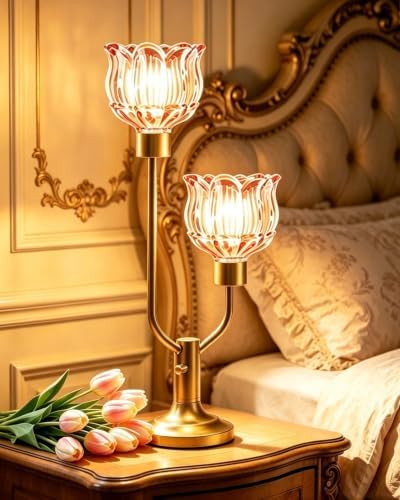 Lightdot Mid Century Modern Table Lamp Vintage Flower Lamp Gift Dimmable