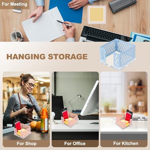 PATIKIL Sticky Note Holder, 4x4 Metal Note Dispenser for Classroom Home Office Desk Organizers Accessories Supplies, Blue