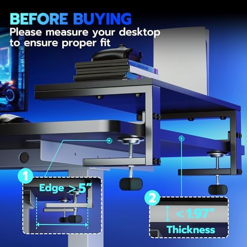 ARES WING Clamp-On 21.7" Desk Extender Shelf, Heavy Duty Desktop Organizer