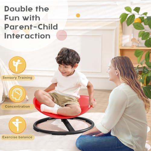 BABAMU Spinning Chair for Autistic Kids, Sensory Swivel Chair, 220LBS Weight Capacity, Autism Sensory Products, Autism Toys, Sensory Toy (RED, Egg)