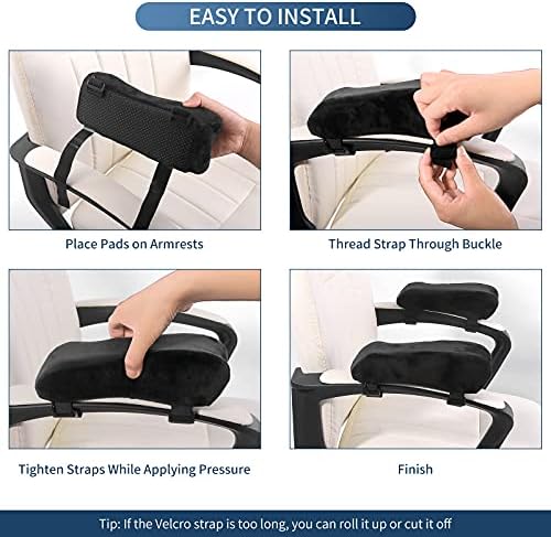Chair Armrest Pads, Widen & Thicken Ergonomic Chair Arm Pads with Memory Foam for Office Chairs, Gaming Chair - for Elbows and Forearms Pressure Relief (2 Pack)