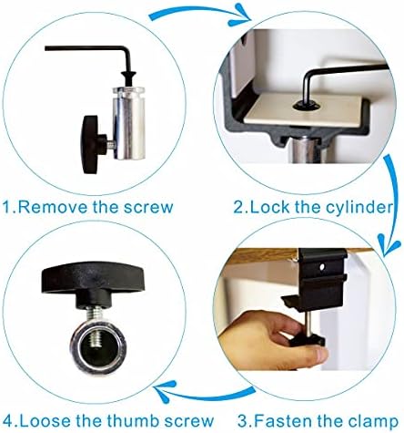 Heavy Duty Replacement Clamp for 1/2” Base Magnifying Lamp，Desk Lamp，Magnify Lamp，Swing Arm Lamp，Mic Microphone Suspension Boom Scissor Mount(Black)