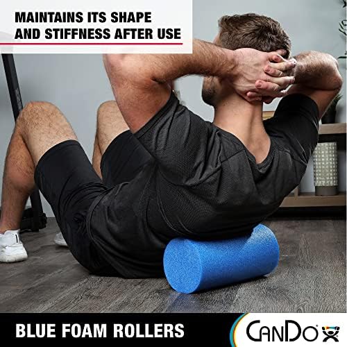 CanDo Blue PE Foam Rollers for Fitness, Exercise Muscle Restoration, Massage Therapy, Sport Recovery and Physical Therapy for Homes, Clinics, and Gyms 6" x 36" Round
