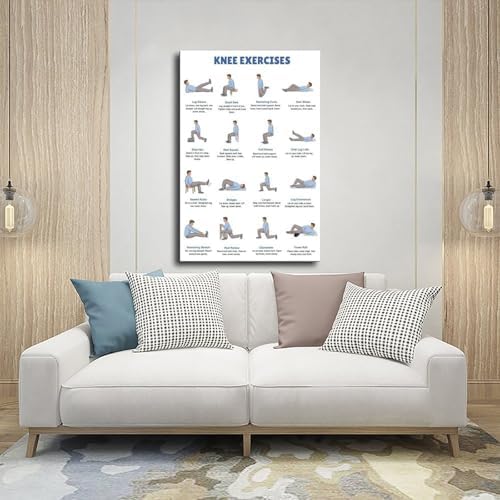 Knee Exercises Chart Exercise Charts Senior Workout Routines Home Workout Plan Knee Friendly Exercises Canvas Poster Bedroom Decor Room Decor Frame 20x30inch