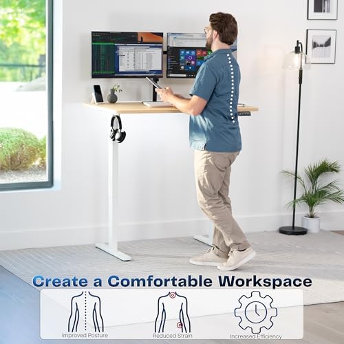 VIVO Light Wood 48 x 30 in Standing Desk, DESK-KIT-1W5C
